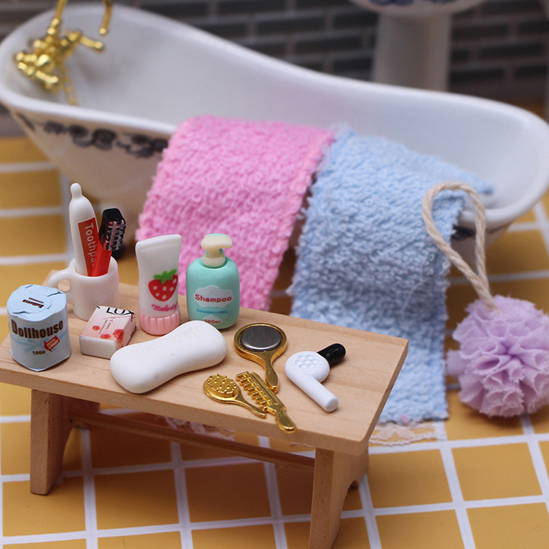 Kids Toys Kit - Doll House Miniature Practical Bathroom Accessory