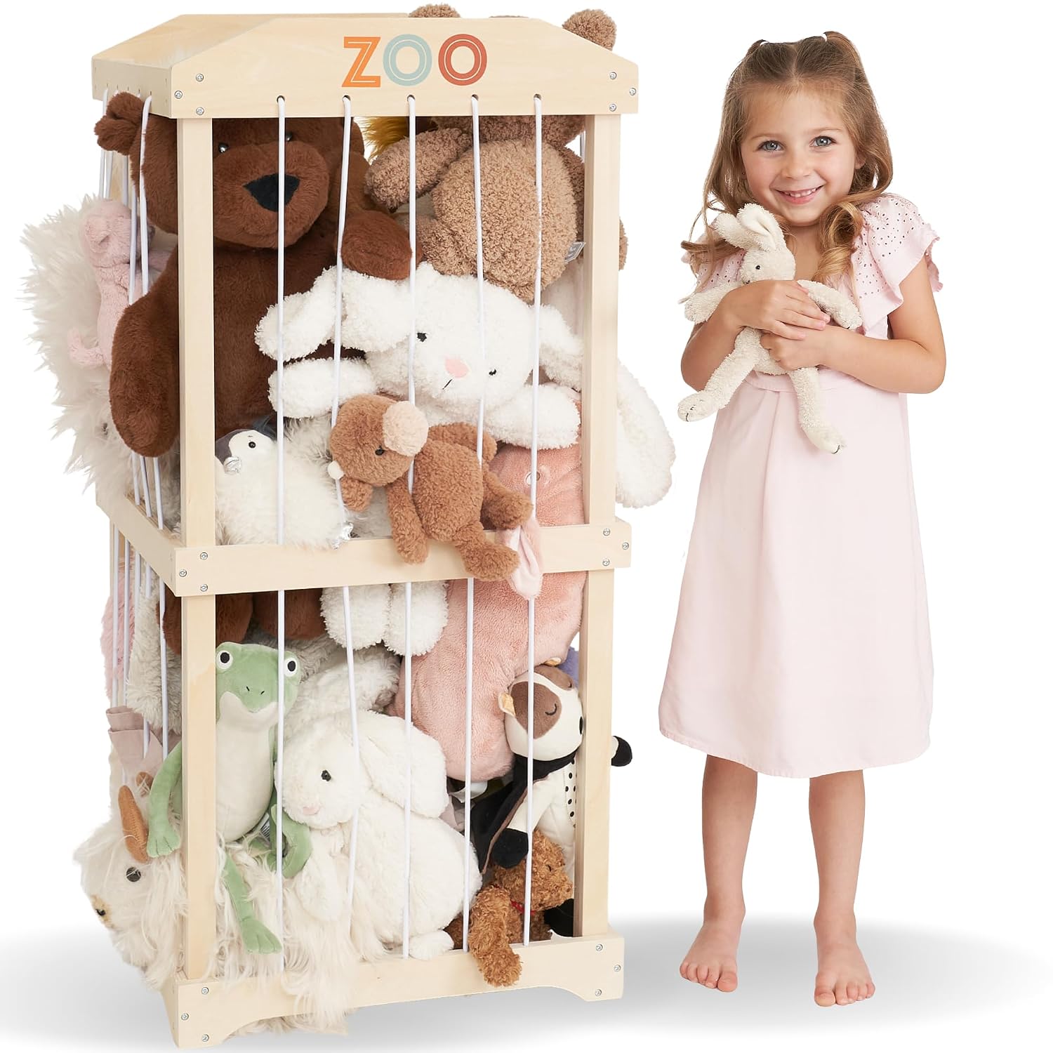 Kids Storage Toys - Easy Assembly Large Wooden Plush Toy