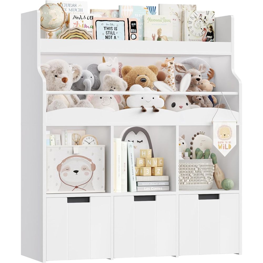 Kids Storage Toys - Kids Toy Storage Organizer with Bookshelf,
