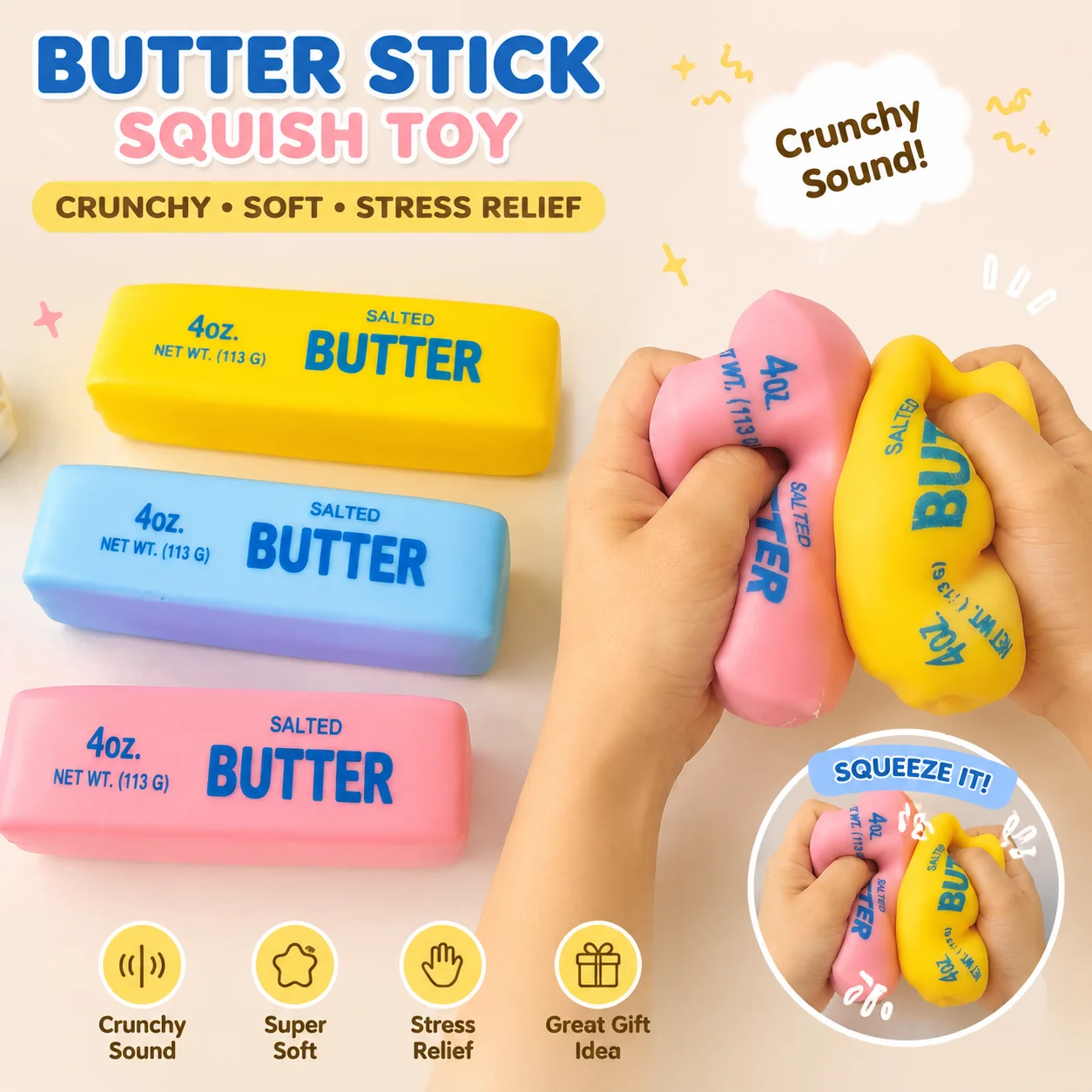 Realistic Butter Stick Squishy - огляд і ціна Sensory Fidget Toys
