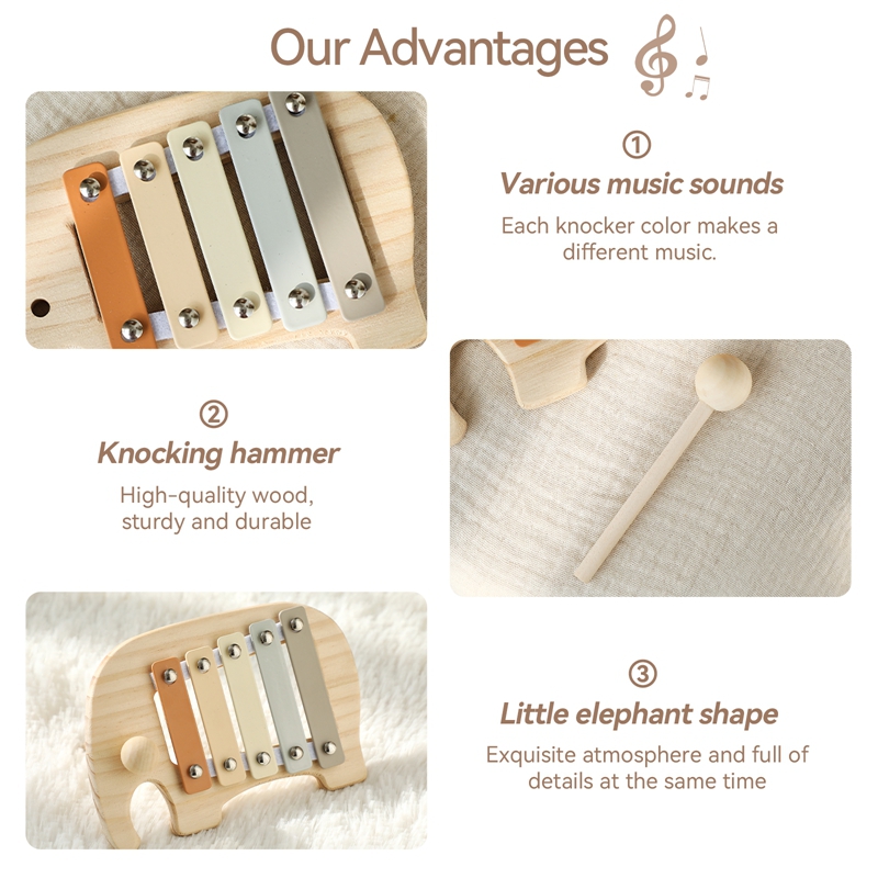 Montessori Wooden 5 Tones Mult - огляд і ціна Kids Toys Xylophone