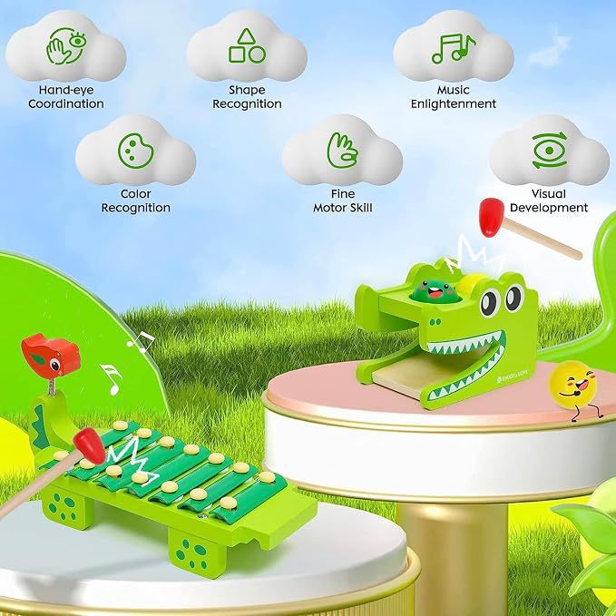Montessori Wooden Crocodile Xy - огляд і ціна Kids Toys Xylophone