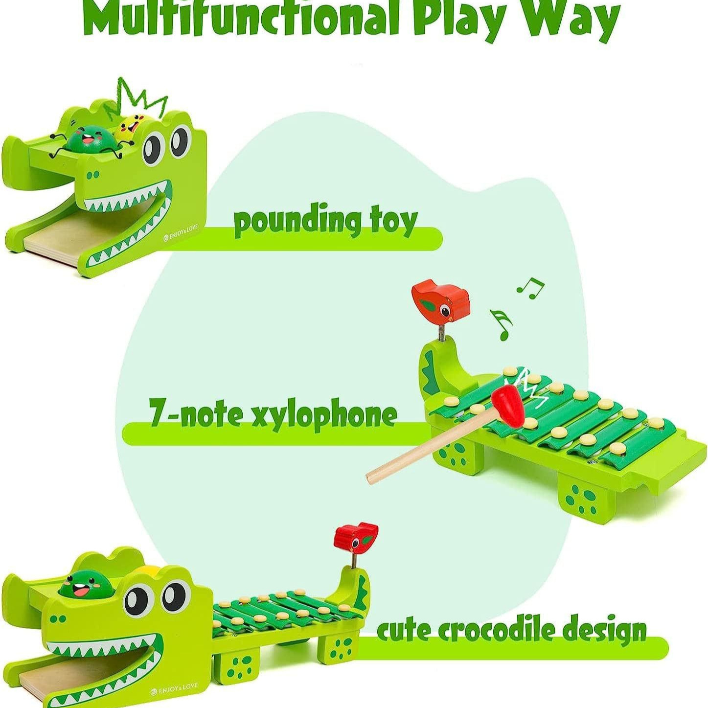Montessori Wooden Crocodile Xy - огляд і ціна Kids Toys Xylophone