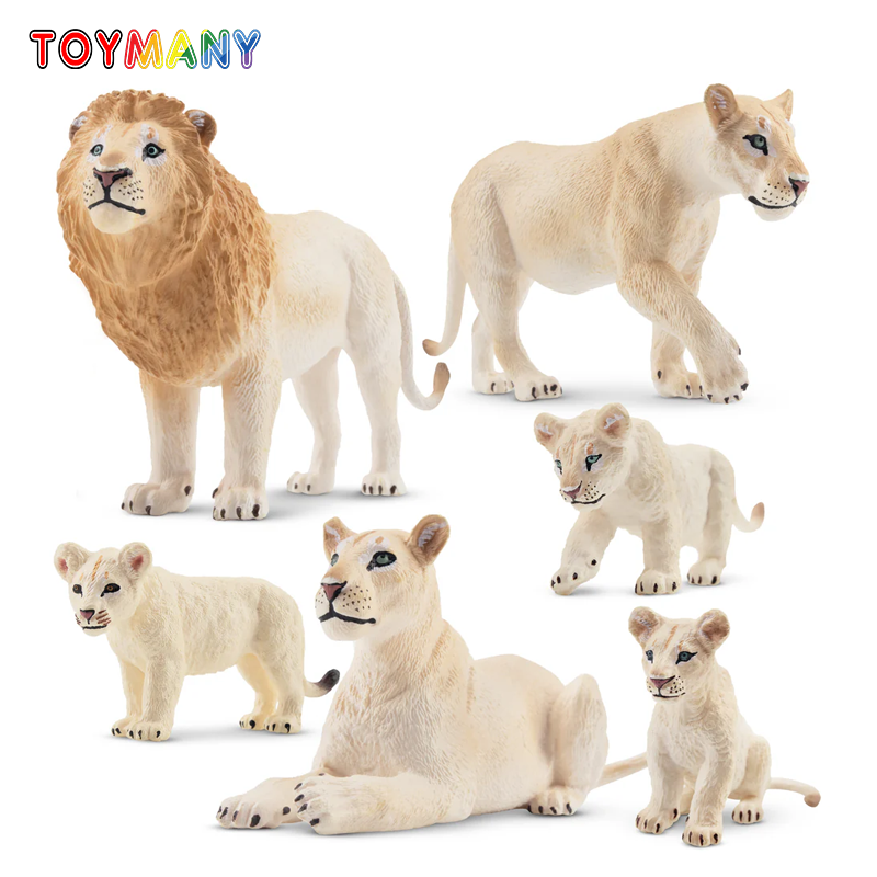 6Pcs Simulation White Lion Fam - огляд і ціна Kids Toys Latest